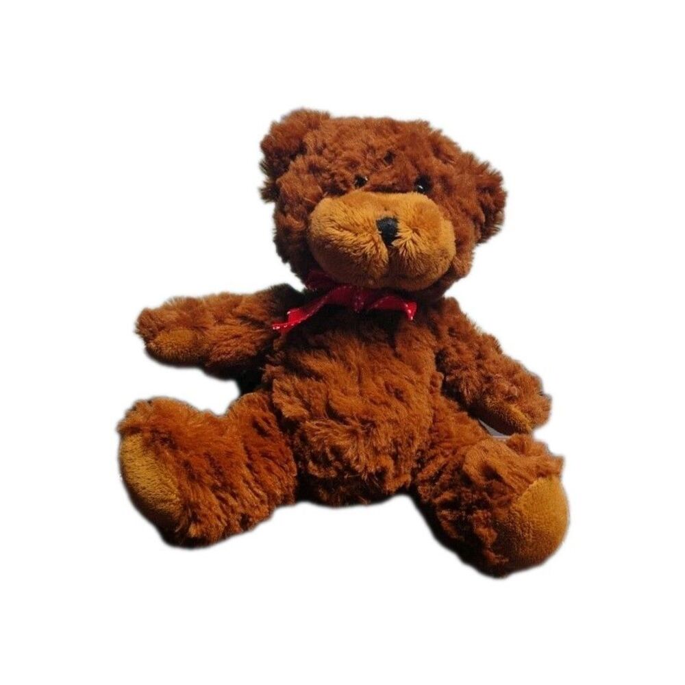 8" Plush Teddy Bear Stuffed Brown Animal Toy Red Bow